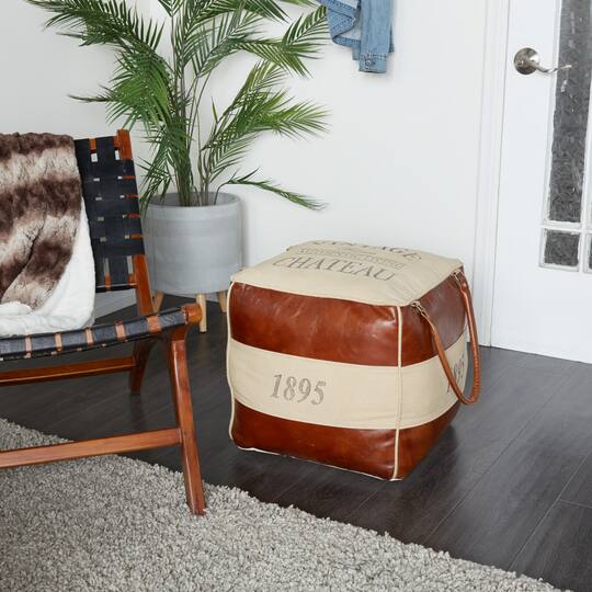 Brown Canvas Rustic Stool